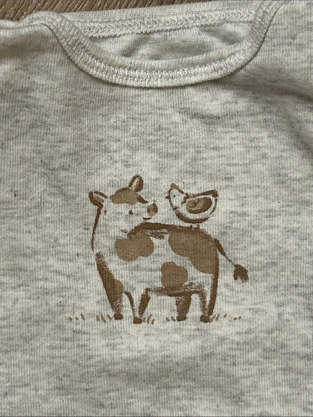 3 piece Carter's Neutral Farm Animal Bodysuits - Cream, Brown, Oatmeal 6mo